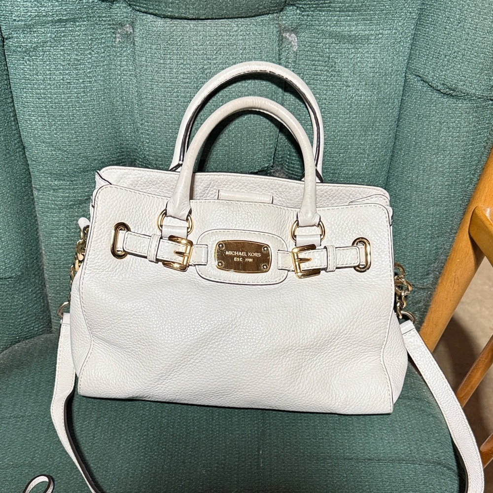 Michael Kors Cream Satchel with Gold Accents